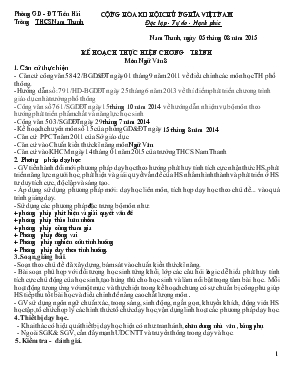 Kế hoạch thực hiện chương trình môn Ngữ văn 8